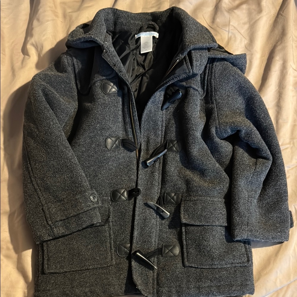 Gray Hooded Toggle Coat